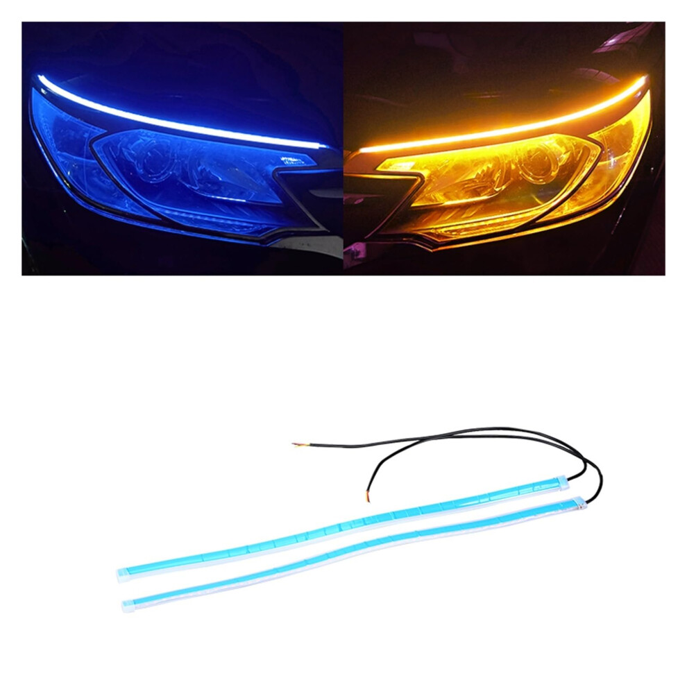 Turn Signal Lights 2Pc Led Drl Flexible Waterproof Strip 60Cm 12V Turn Signal White 9354506414962