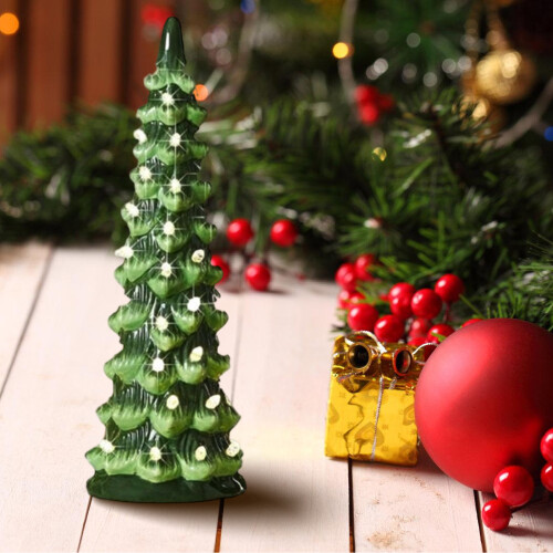 Ceramic Christmas Trees, Pre-Lit Hand-Painted Tabletop-20cm 1