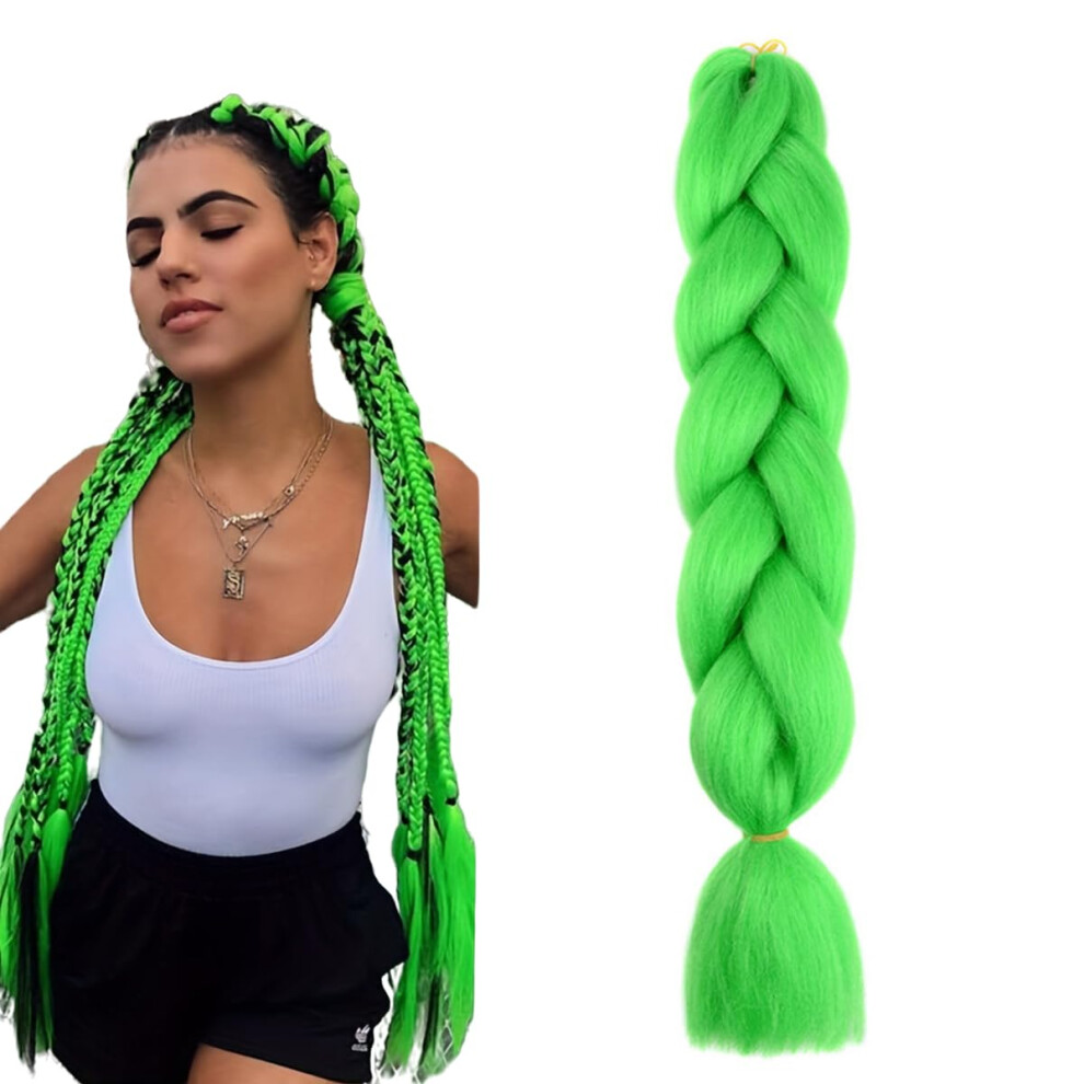 Unisex Green Hair Extensions Wigs Gbbz026 Pre Stretched Braiding Hair Box Braid Ombre Jumbo Crochet Braid 24 Inch Wig