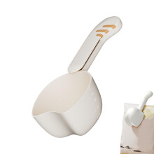Dog Food Scoop Plastic Spoon Cat-Shape Clip Handle Beige Multipurpose Measuring Tool For Pet Treats And Bulk Snacks