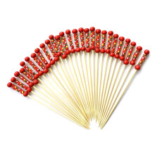 Cocktail Picks 12cm Handmade Wooden Bamboo Toothpicks, 100 Pcs, Red Fruit and Dessert Picks, Party Supplies
