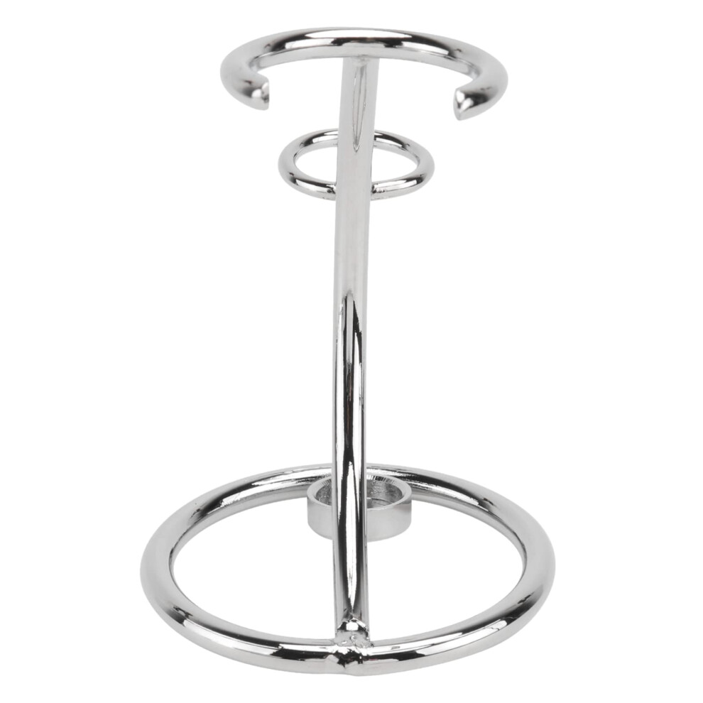 Metal Shaving Tools Rack With Dual Brush Stand, Silver Finish, Sturdy Holder For Mens Shave Brushes