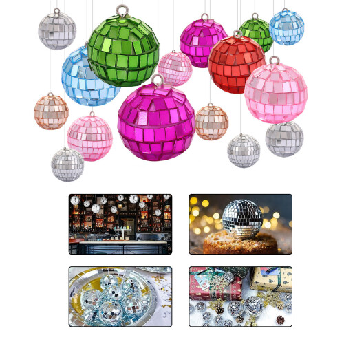 Multifunctionele reflecterende kerstboomdecoratiebal-Roze 5cm 2