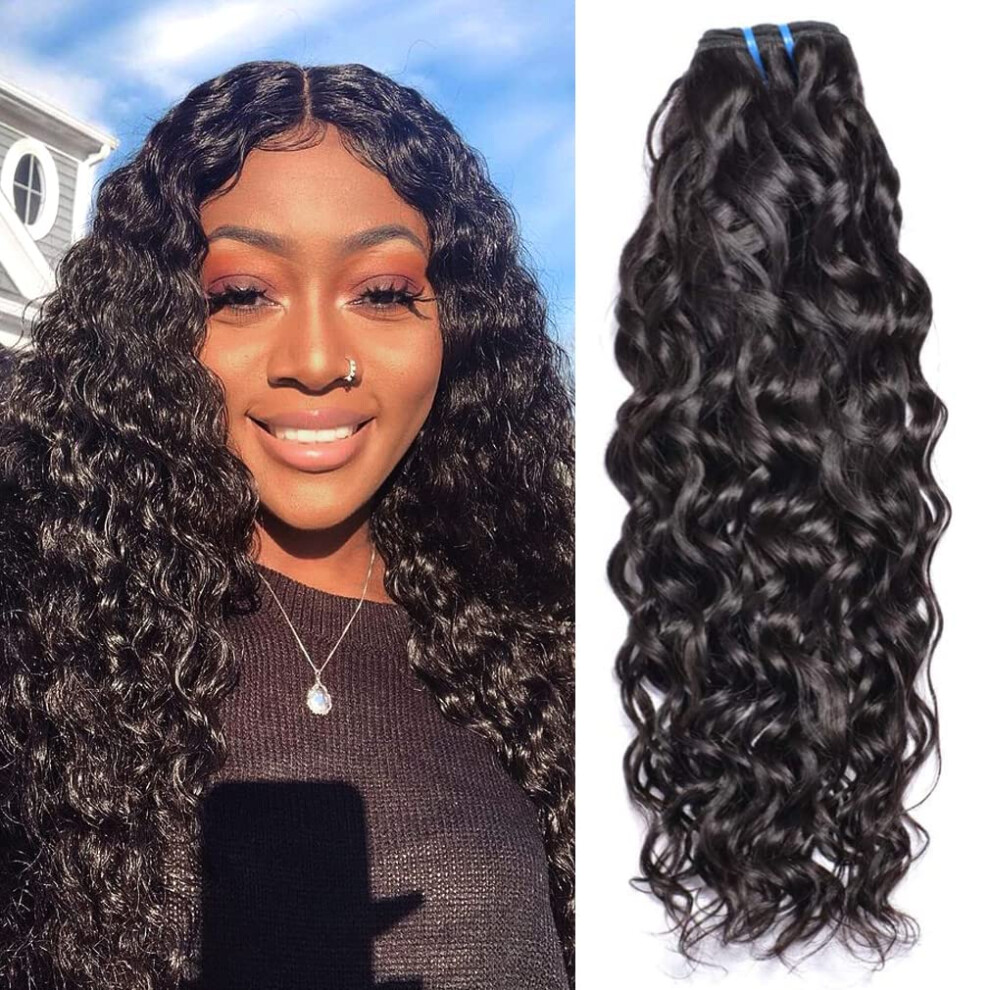 Water Wave Bundles Brazilian Virgin Hair Thick Short Curly Weave 14 Inch 100g Natural Black Can Be Dyed