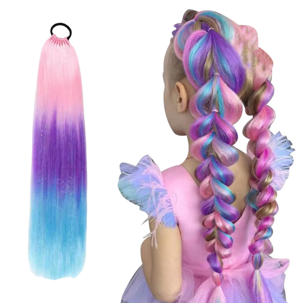 Coloured Hair Extensions 26" Heat Resistant Synthetic Rainbow Ponytail For Braiding 100g Pack (A)