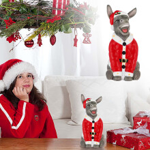 (Multicolor) Christmas Donkey 2025 8in Santa Resin Statue