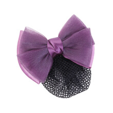 1 Stuk Bowknot Haarnet Met Parelspeld Voor Haardecoratie Dik Net Paars