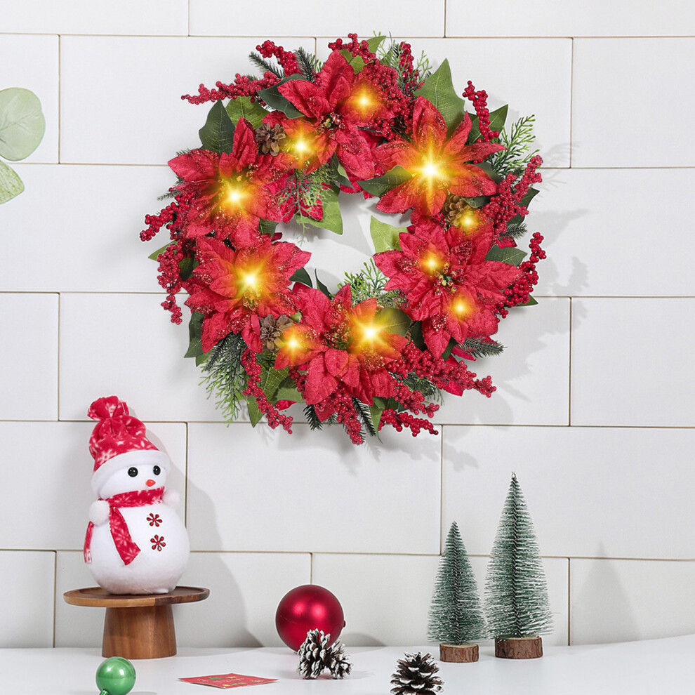 (B) Christmas Decoration Wreath Christmas Wreath Door Hanging Window Display Prop Arrangement Decorative Wreath-image-OPC-PMBWBP6-NEW