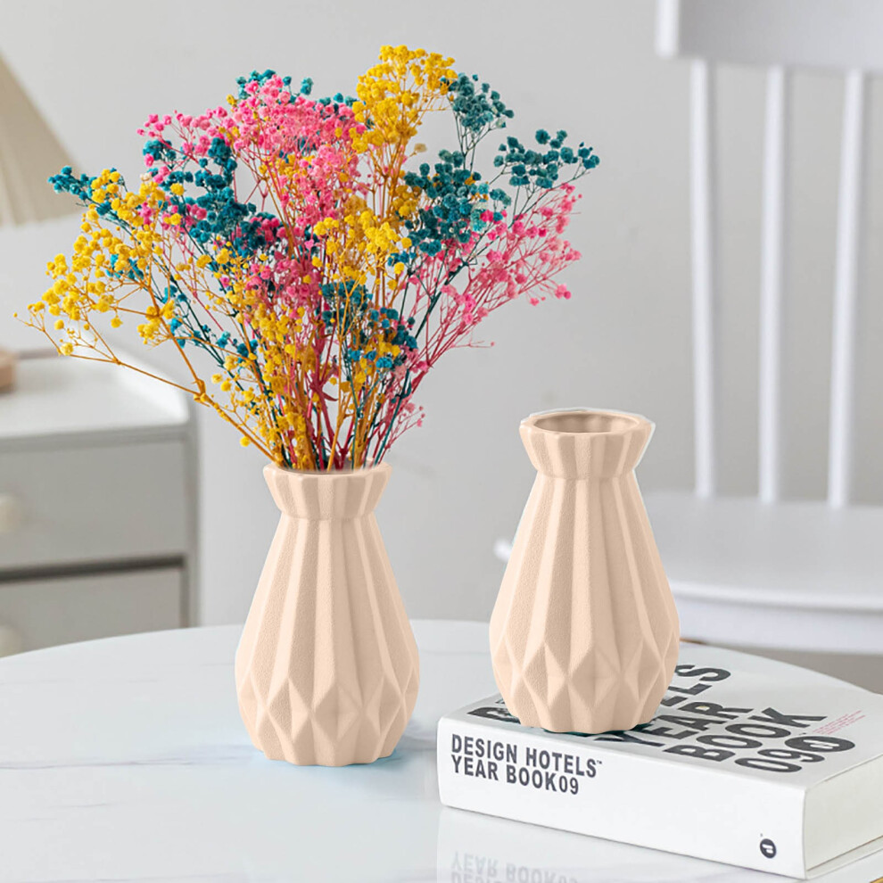 (Beige) Ceramic Vase Plastic Vase Living Room Decoration Vase Hydroponic Vase Decoration-image-OPC-PMBWC7B-NEW