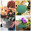 2 bolas de espuma floral seca com base verde para centros de 5