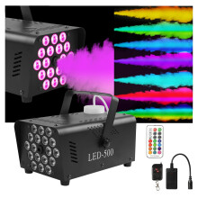 Fog Machine 500 W Mini Disco Smoke Machine With 18 LED RGB Lights, Auto Mist, Remote Control For Home Party Wedding