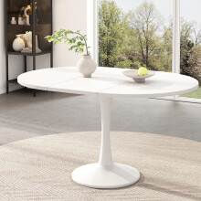 Modern Extendable Round Dining Table for 4-6,White