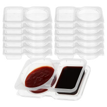 16St Sauce Cup Mit Doppelte Fächer Gewürzbehälter Mit Deckel 130Ml