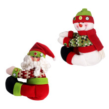Santa And Snowmans Design Fabric Christmas Tree Toppers Star-D