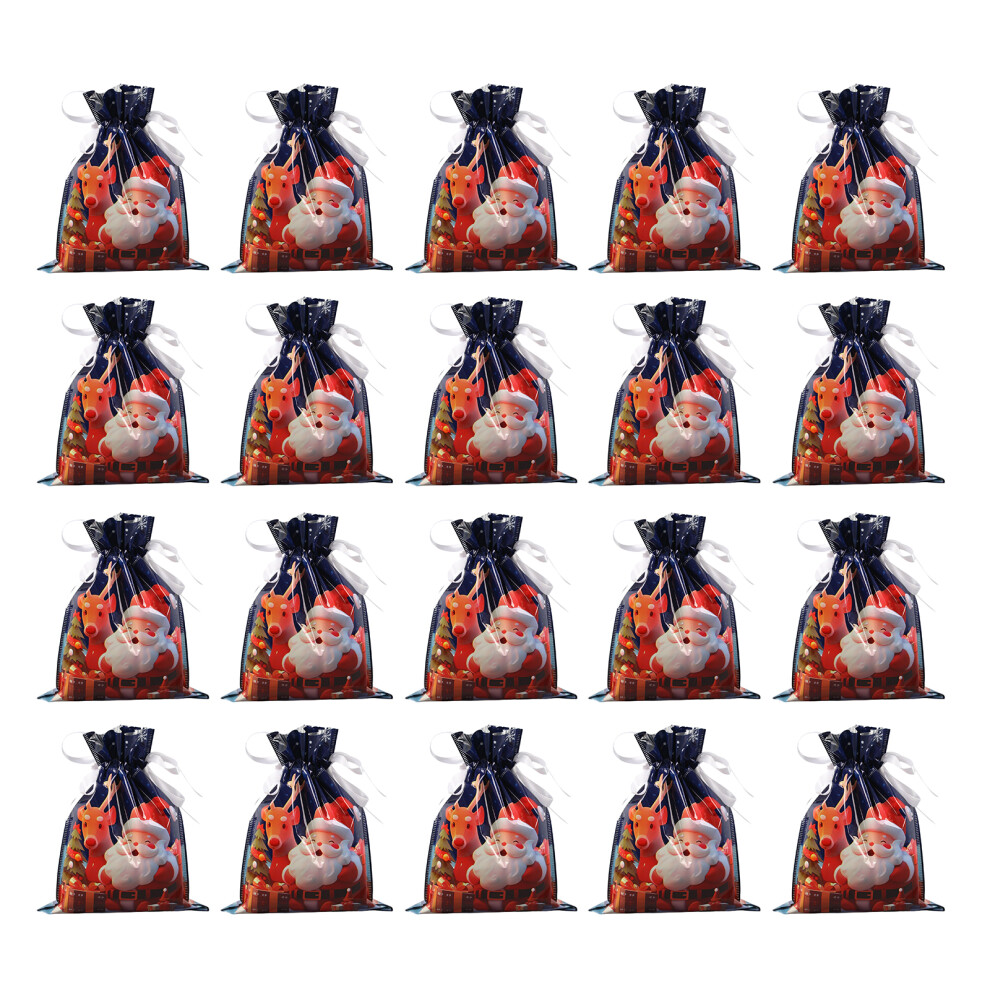 Blue Christmas Candy Storage Pouches Reusable Plastic-Old Man