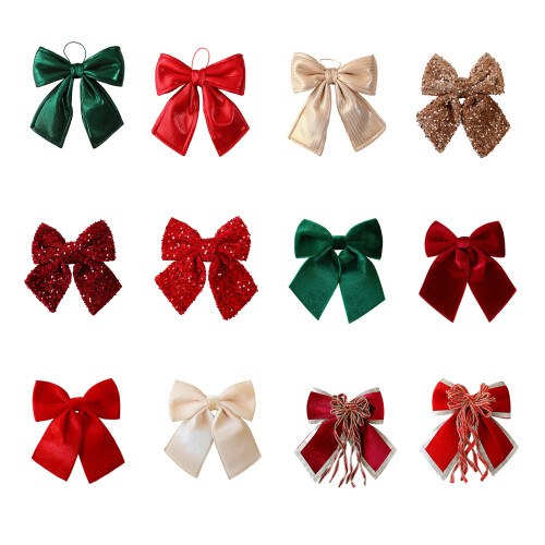 Festives Velvets Bowknot Decorative Accent for-Wine Red Sequins 2