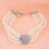 Hondenvier parels met kristallen hart hanger, wit, S 11