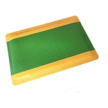 Anti-fatigue Floor Mat Vinyl Industrial Non-Slip 20mm Thick Green 50x80cm With Yellow Border Anti-Static