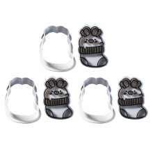 Set van 3 konijnenkoekjes mallen voor Kerstmis schattig-Konijn A
