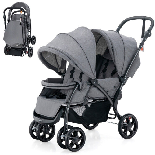 Sibling stroller foldable sibling stroller twin stroller twin bugg gray 1