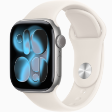 Apple Watch Series 11 GPS 42mm Space Grey Aluminium MEW14 + MXLL3 Starlight Sport Band S/M
