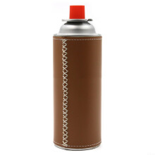PU Leather Gas Bottle Cover 152x67mm Shockproof Tank Case for Camping Hiking Outdoor, Color Dark Brown Light Brown Black