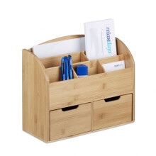 Bambus Schreibtisch Organizer 2 Schubladen Tisch-Top Lagerung Halter Büro Schreibtisch Butler