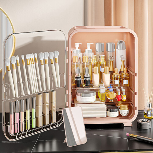 Living And Home Large Capacity Makeup Organizer with Mirror, Pink 1