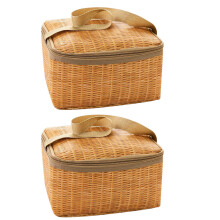 2Stk Thermische Mittagessen Imitat Rattan Isolier
