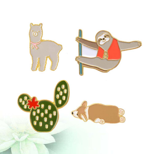 1 Set Van 4 Alpaca Luiaard Speld 2
