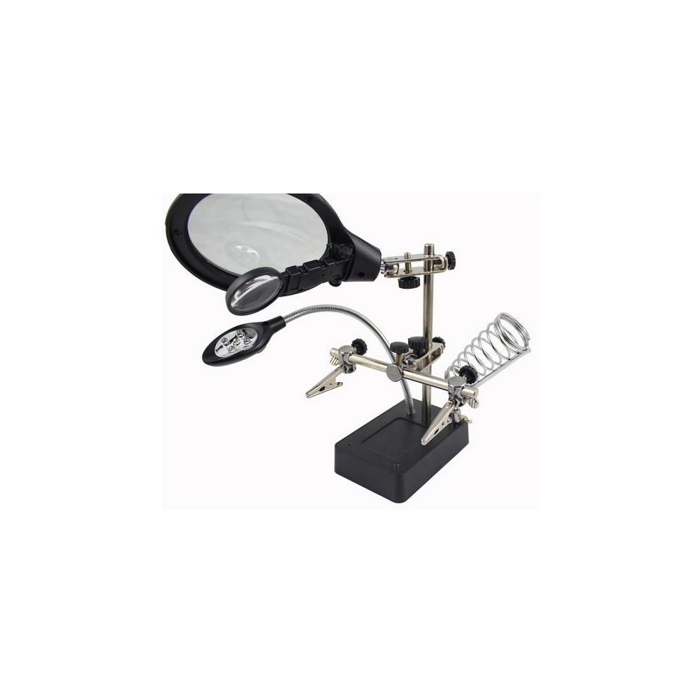 Black 2.5X/7.5X/10X Led Magnifying Glass Clamp Stand