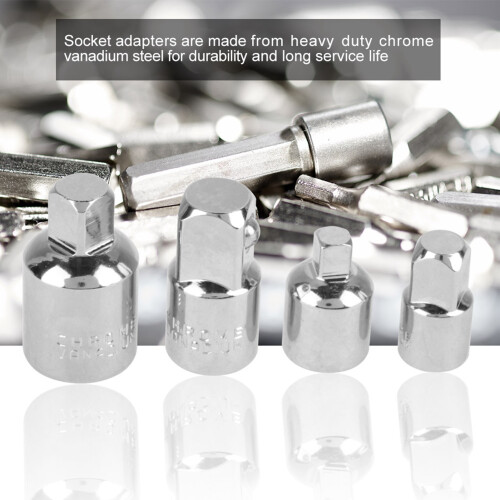 4x Silber Chrom-Vanadium-Steckdosenadapter 1/2"-1/4" 1