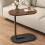 C-Shaped Side Table For Small Spaces Compact Sofa End Table Slides Under Oval Desk Brown Finish 1