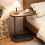 C-Shaped Side Table For Small Spaces Compact Sofa End Table Slides Under Oval Desk Brown Finish 2