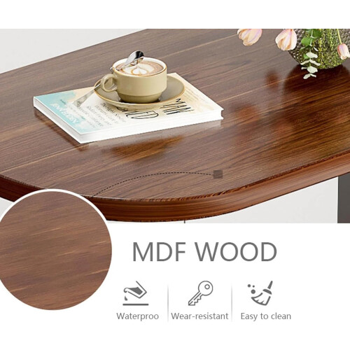C-Shaped Side Table For Small Spaces Compact Sofa End Table Slides Under Oval Desk Brown Finish 2