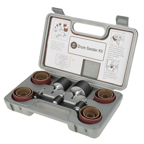 25pcs Spindle Sanding Drum Kit with Case for Drill Press