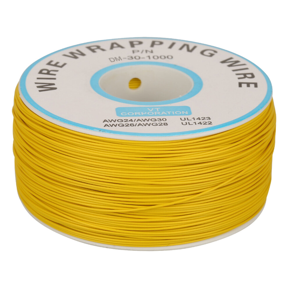 1Roll 30Awg Copper Wire Wrap 0.25Mm Core Yellow 323163253527