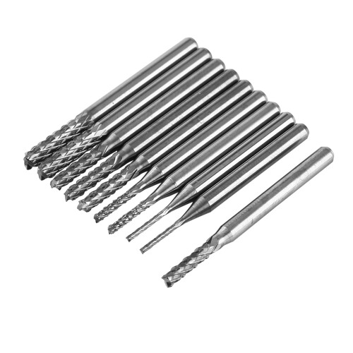 10x Hartmetall-Fräser Bits 1,0-3,0mm 2