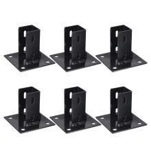 Post Base Channel 6Pcs With 4 Holes For 2 Inch Strut Channel Carbon Steel Square Base 5.3x5.3 Black Side Orientation
