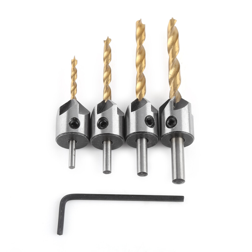 Countersink Drill Bit 4Pcs 3-6Mm Round Shank Hex Key 323163259864