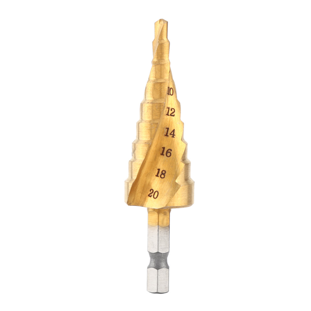 1Pc Hss Titanium Coated Step Drill Bit 4-20Mm Spiral Flute Hex Shank 323163259918