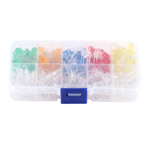 200 Stk 5mm LED Gelb Rot Blau Grün Orange Set