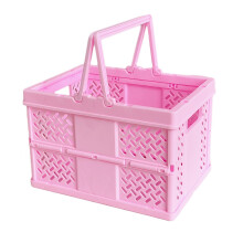 Storage Crate Cube Storage Organizer Bin Foldable Reusable Basket Capacity Pink For Camping Barbecue Spring Outing