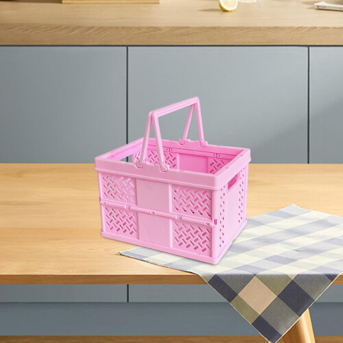 Storage Crate Cube Storage Organizer Bin Foldable Reusable Basket Capacity Pink For Camping Barbecue Spring Outing 2