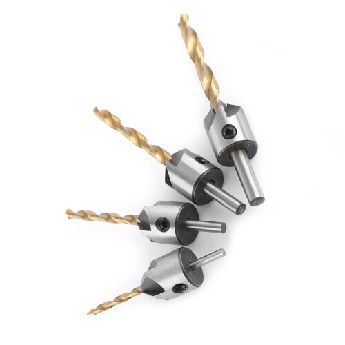 Countersink Drill Bit 4pcs 3-6mm Round Shank Hex Key 1