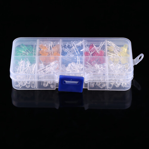 200 Stk 5mm LED Gelb Rot Blau Grün Orange Set 1