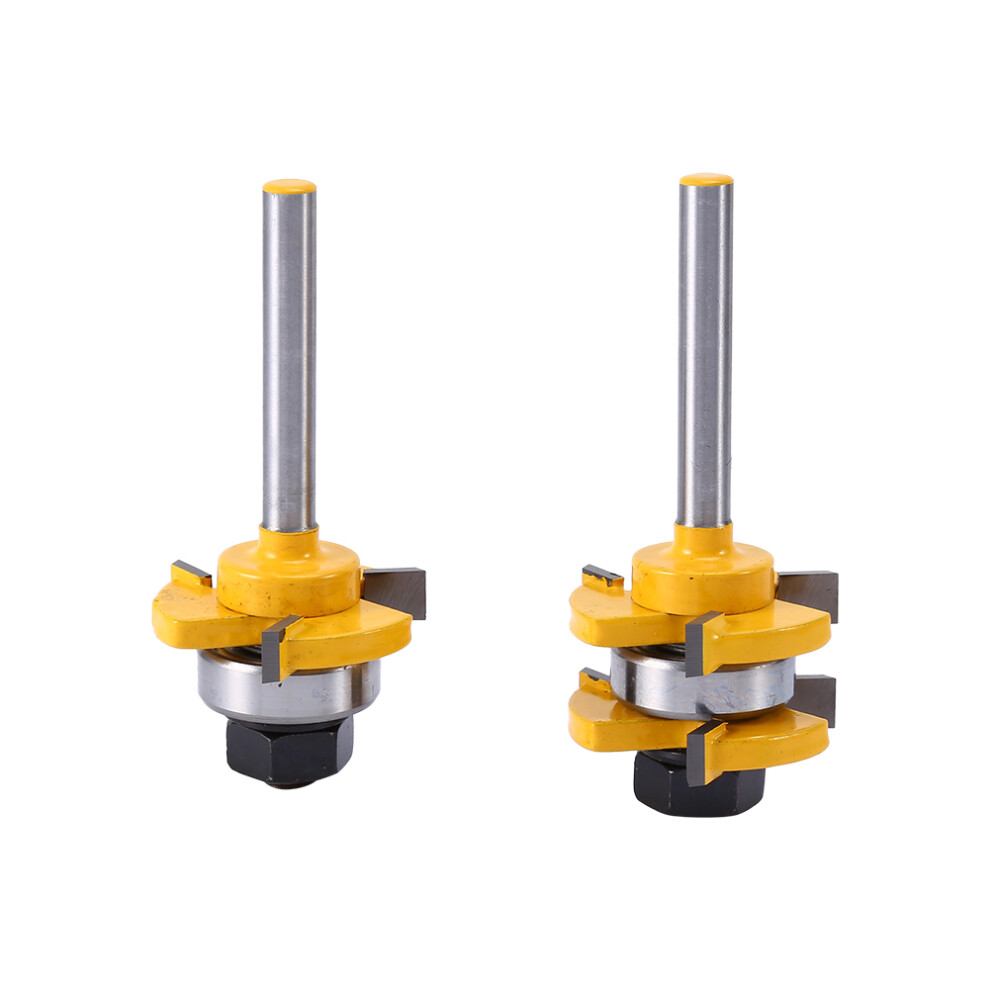2Pcs Shank Tongue Groove Router Bit 3/4In Stock 1/4In Shank 3 Teeth 323163265193