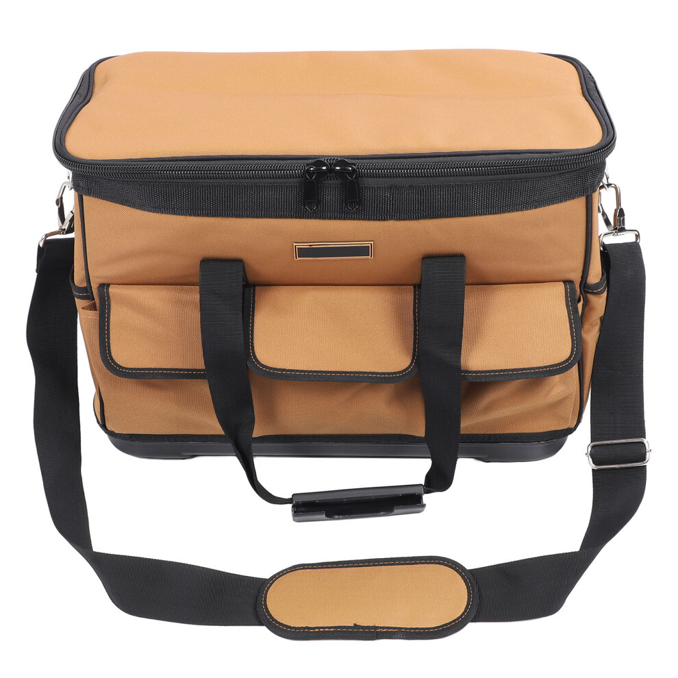 Hard Bottom Tool Bag 17 Pockets Large Capacity Brown 323163270616