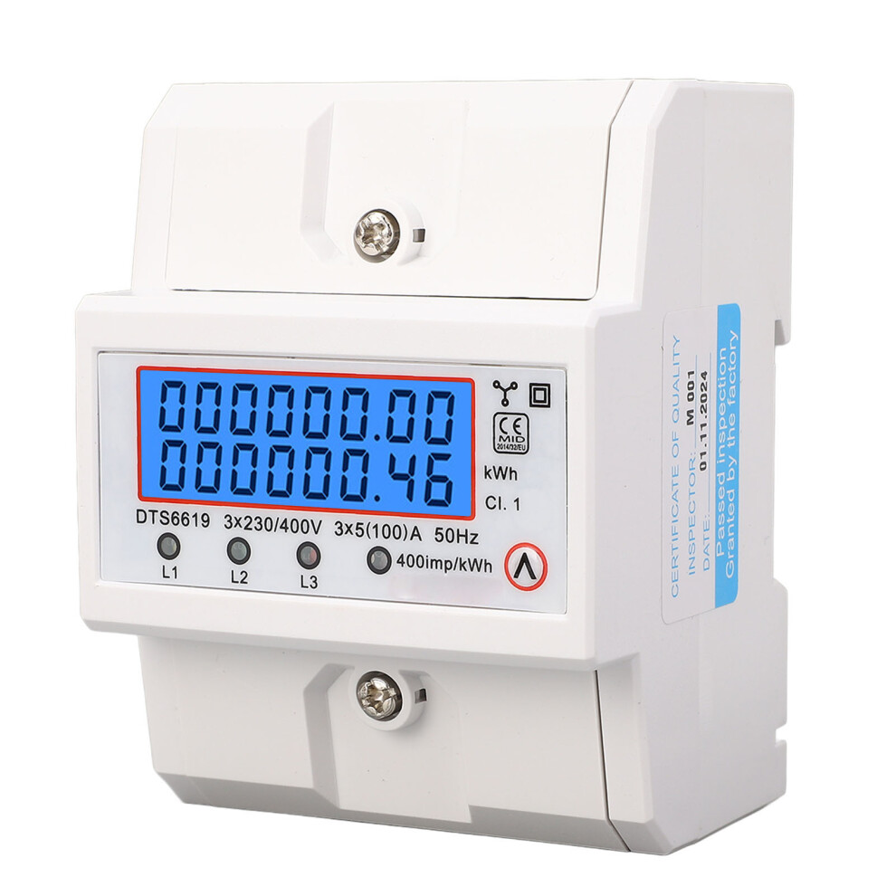 Din Rail 3 Phase 4 Wire Backlit Lcd Energy Meter 323163270982