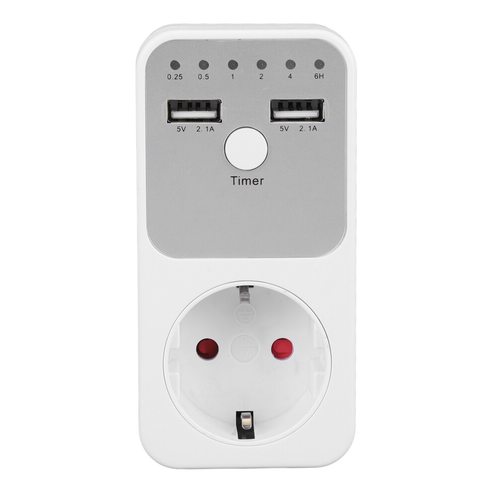 (Eu Plug) 3680W 16A Surge Protector Eu Plug 2 Usb Ports Timer 323163271569